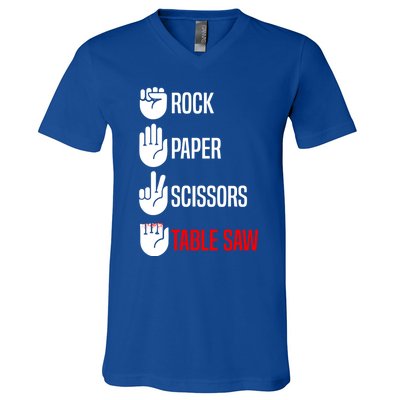 Rock Paper Scissors Table Saw Funny Woodworking Woodworker Gift V-Neck T-Shirt