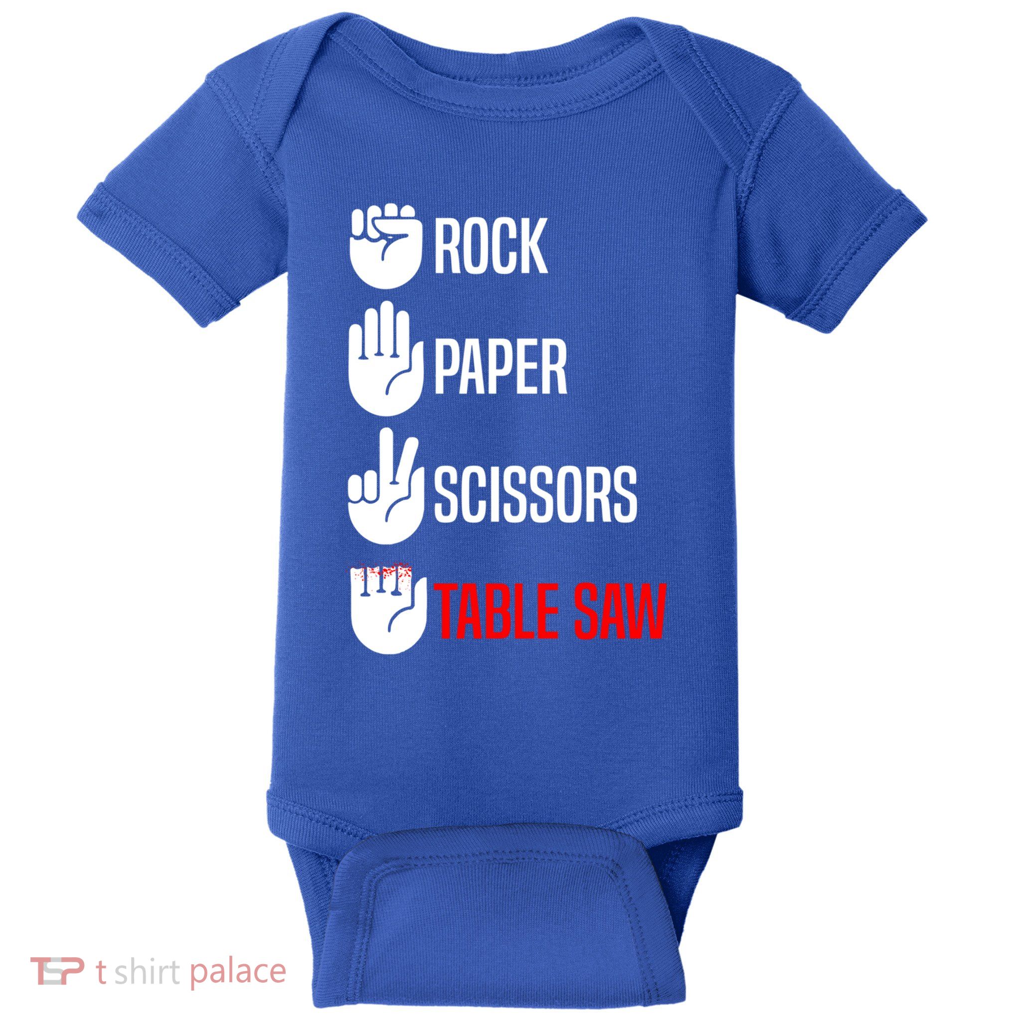 Rock Paper Scissors Table Saw Funny Woodworking Woodworker Gift Baby Bodysuit