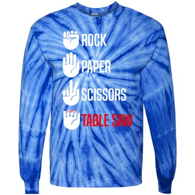 Rock Paper Scissors Table Saw Funny Woodworking Woodworker Gift Tie-Dye Long Sleeve Shirt