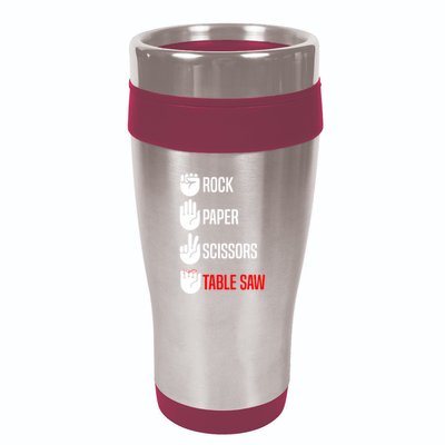 Rock Paper Scissors Table Saw Funny Woodworking Woodworker Gift 16oz Travel Tumbler