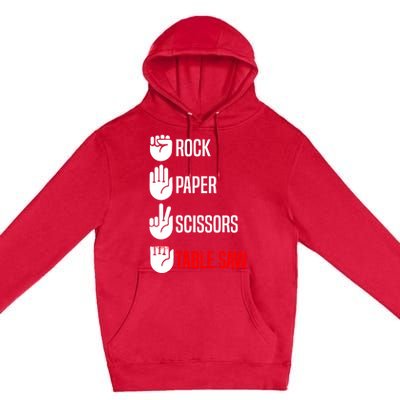 Rock Paper Scissors Table Saw Funny Woodworking Woodworker Gift Premium Pullover Hoodie