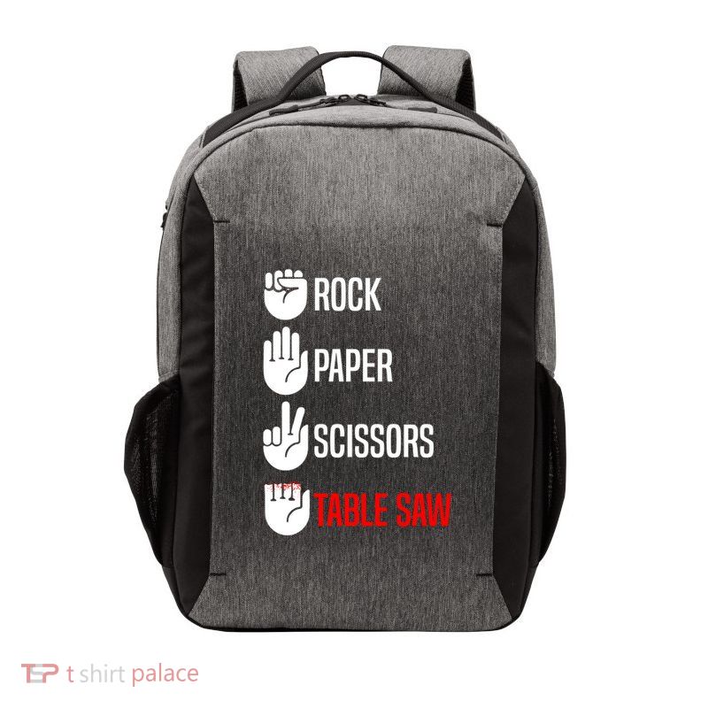 Rock Paper Scissors Table Saw Funny Woodworking Woodworker Gift Vector Backpack