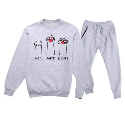 Rock Paper Scissors Cat Paws Premium Crewneck Sweatsuit Set