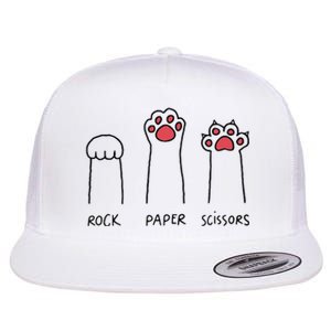 Rock Paper Scissors Cat Paws Flat Bill Trucker Hat