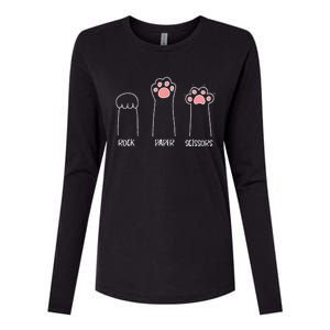 Rock Paper Scissors Hand Game Cute Paw Womens Cotton Relaxed Long Sleeve T-Shirt