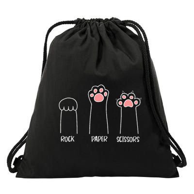 Rock Paper Scissors Hand Game Cute Paw Drawstring Bag