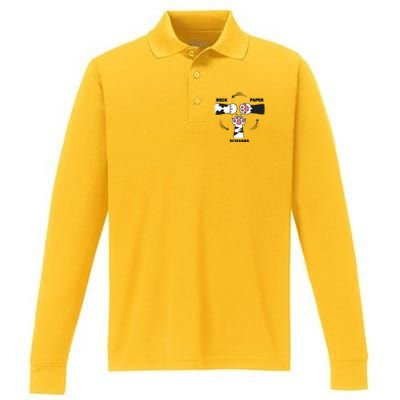 Rock Paper Scissors Cat Paws Performance Long Sleeve Polo