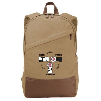 Rock Paper Scissors Cat Paws Cotton Canvas Backpack