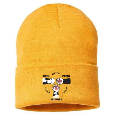 Rock Paper Scissors Cat Paws Sustainable Knit Beanie