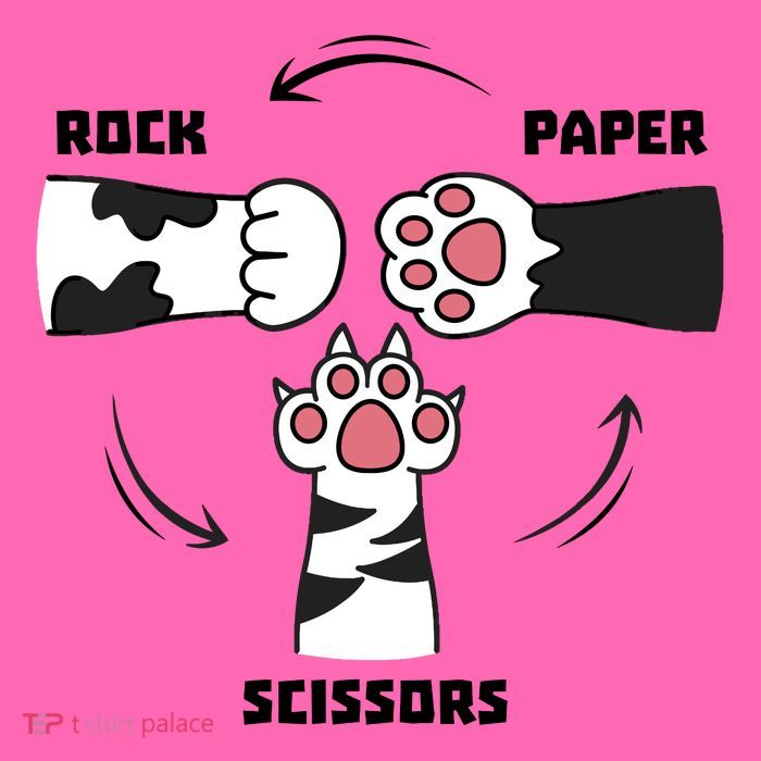 Rock Paper Scissors Cat Paws Stripe Pom Pom Beanie
