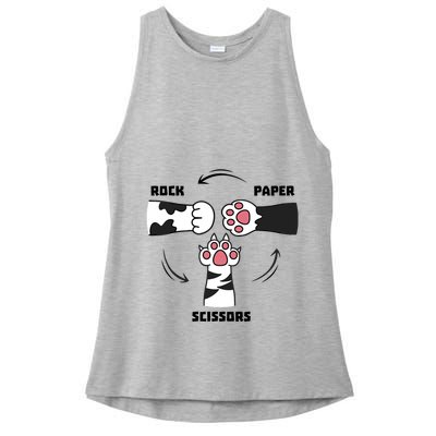 Rock Paper Scissors Cat Paws Ladies PosiCharge Tri-Blend Wicking Tank