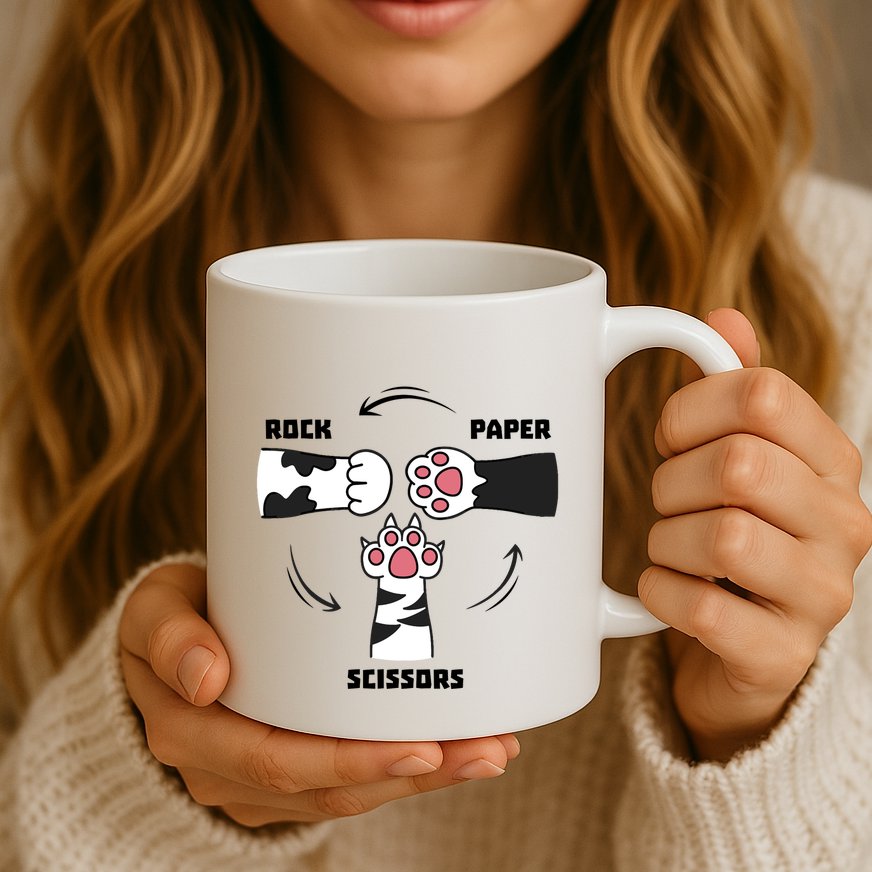 Rock Paper Scissors Cat Paws Mug