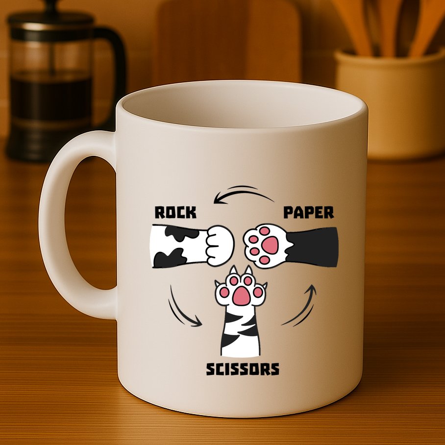 Rock Paper Scissors Cat Paws Mug