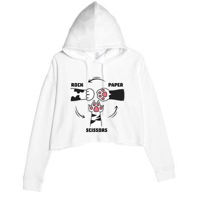 Rock Paper Scissors Cat Paws Crop Fleece Hoodie