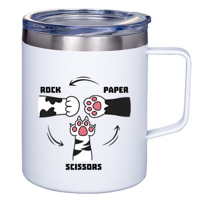 Rock Paper Scissors Cat Paws 12oz Stainless Steel Coffee Mug