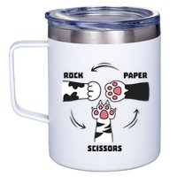 Rock Paper Scissors Cat Paws 12oz Stainless Steel Coffee Mug