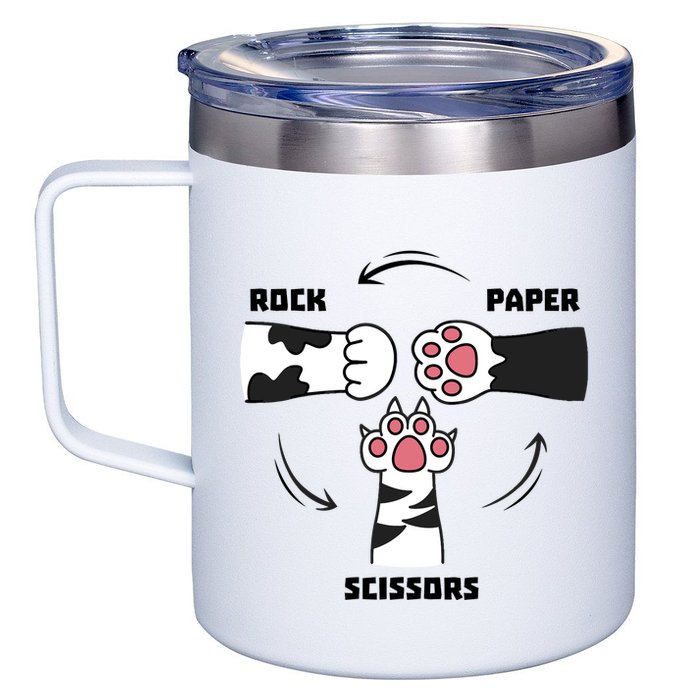 Rock Paper Scissors Cat Paws 12oz Stainless Steel Coffee Mug