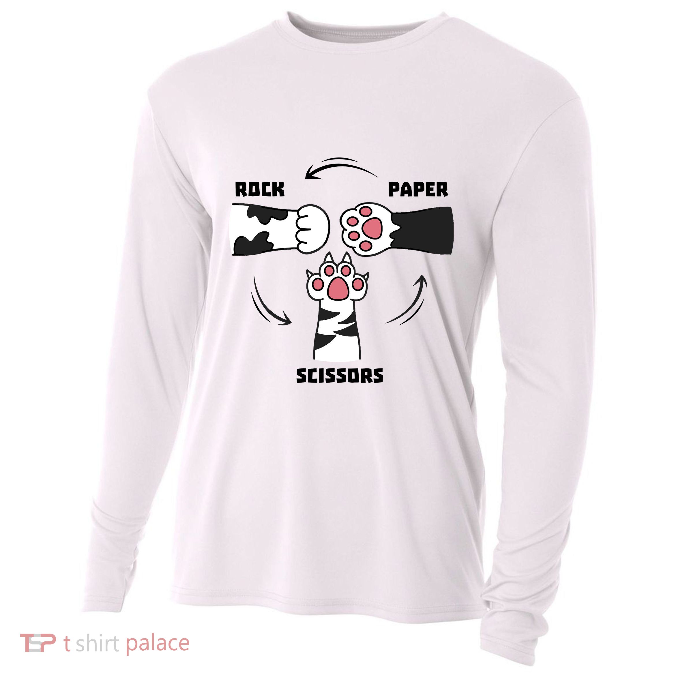 Rock Paper Scissors Cat Paws Cooling Performance Long Sleeve Crew