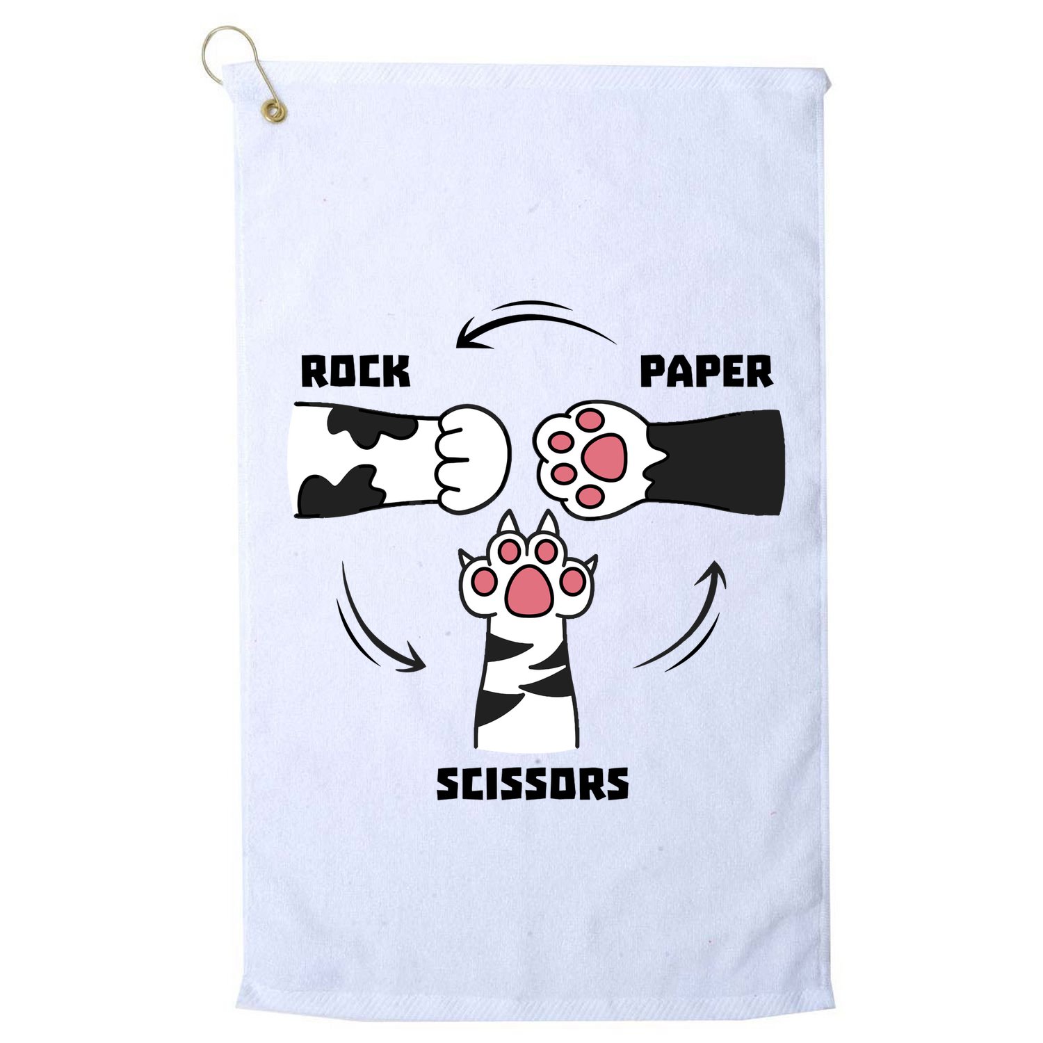 Rock Paper Scissors Cat Paws Golf Towel