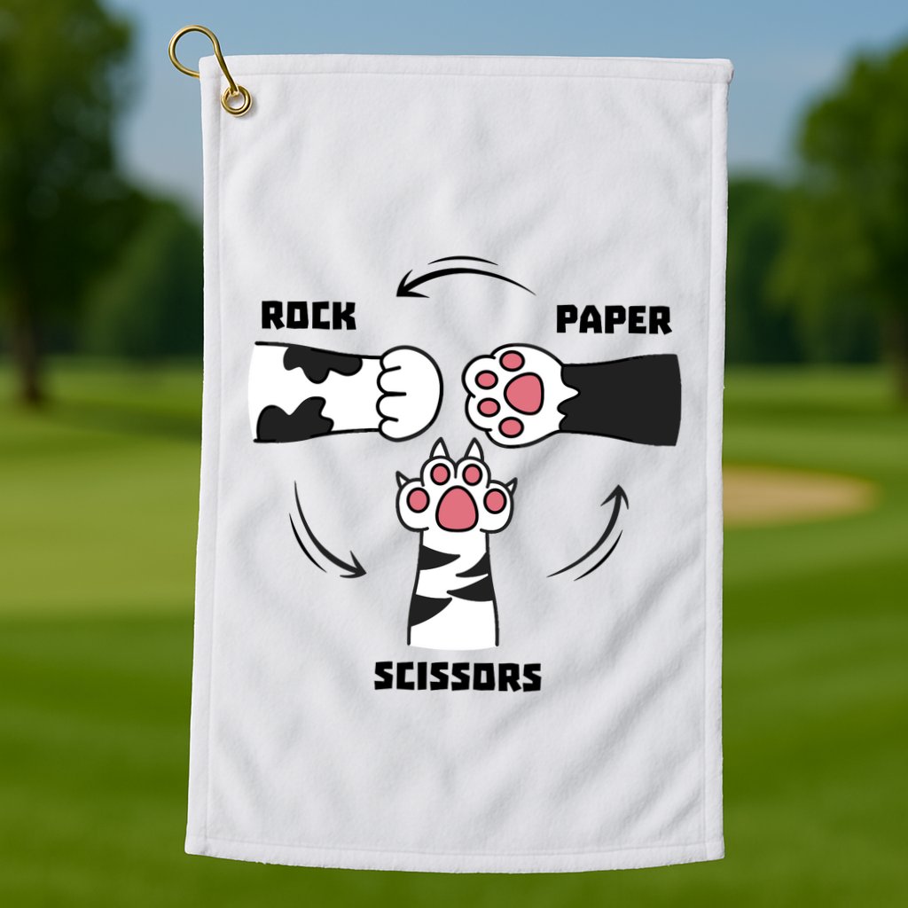 Rock Paper Scissors Cat Paws Golf Towel