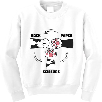Rock Paper Scissors Cat Paws Kids Sweatshirt