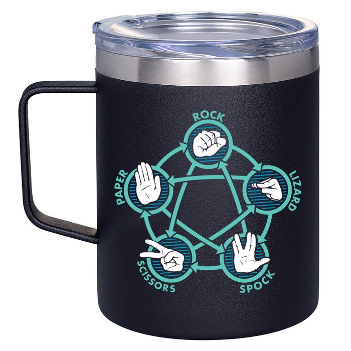 Rock Paper Scissors Lizard Spock 12oz Stainless Steel Coffee Mug