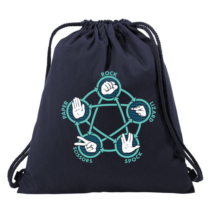 Rock Paper Scissors Lizard Spock Drawstring Bag