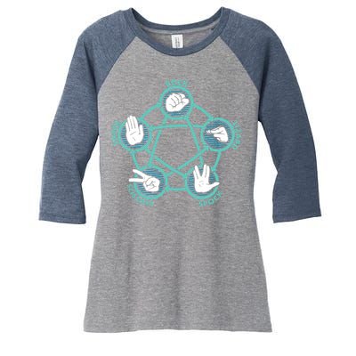 Rock Paper Scissors Lizard Spock Women's Tri-Blend 3/4-Sleeve Raglan Shirt