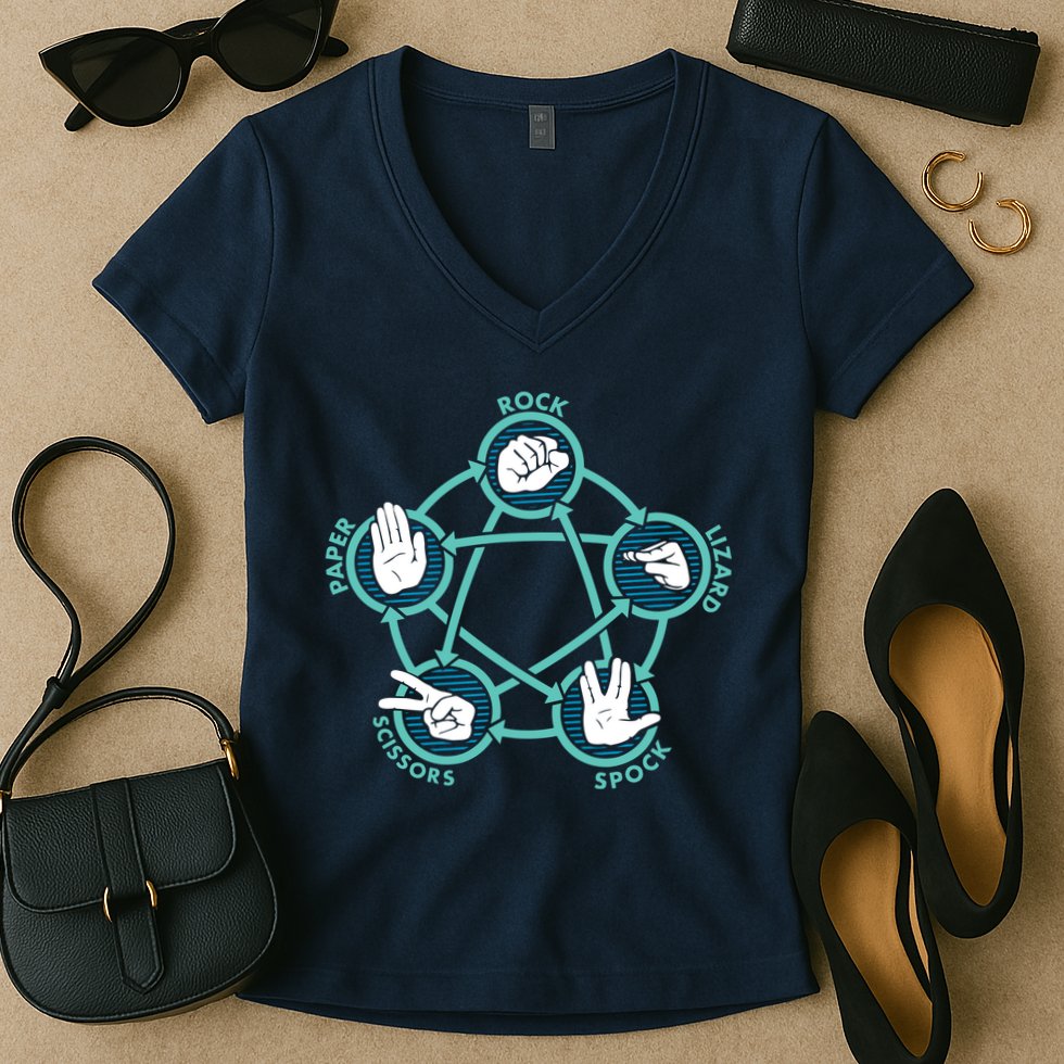 Rock Paper Scissors Lizard Spock Women's V-Neck T-Shirt