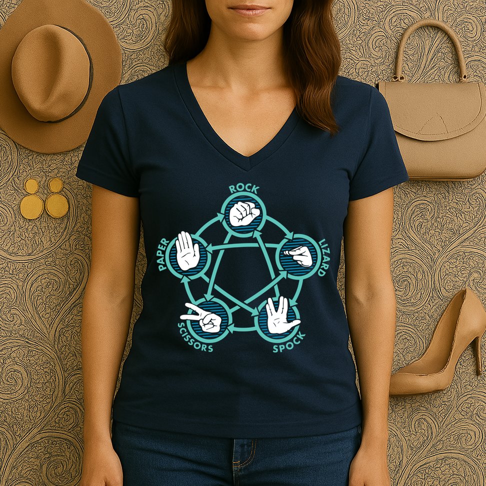 Rock Paper Scissors Lizard Spock Women's V-Neck T-Shirt