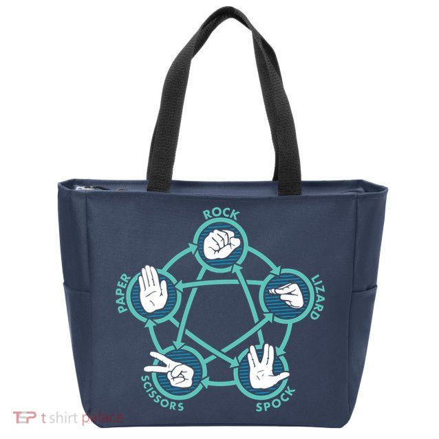 Rock Paper Scissors Lizard Spock Zip Tote Bag