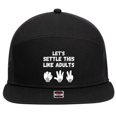 Rock Paper Scissors Lets Settle This Like Adults 7 Panel Mesh Trucker Snapback Hat