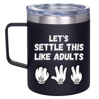 Rock Paper Scissors Lets Settle This Like Adults 12oz Stainless Steel Coffee Mug