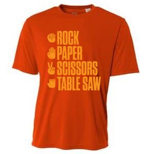 Rock Paper Scissors Table Saw Funny Carpenter Gift Cooling Performance Crew T-Shirt