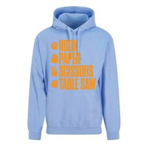 Rock Paper Scissors Table Saw Funny Carpenter Gift Unisex Surf Hoodie