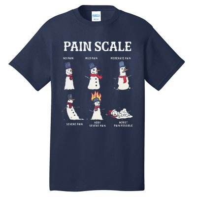 Retro Pain Scale Snowman Trauma Nurse Christmas Nursing Tall T-Shirt