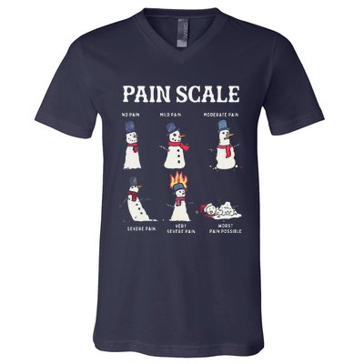 Retro Pain Scale Snowman Trauma Nurse Christmas Nursing V-Neck T-Shirt