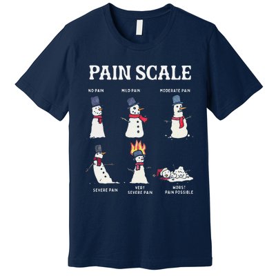 Retro Pain Scale Snowman Trauma Nurse Christmas Nursing Premium T-Shirt