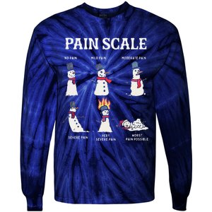 Retro Pain Scale Snowman Trauma Nurse Christmas Nursing Tie-Dye Long Sleeve Shirt