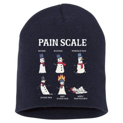 Retro Pain Scale Snowman Trauma Nurse Christmas Nursing Short Acrylic Beanie