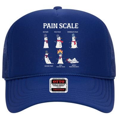 Retro Pain Scale Snowman Trauma Nurse Christmas Nursing High Crown Mesh Back Trucker Hat