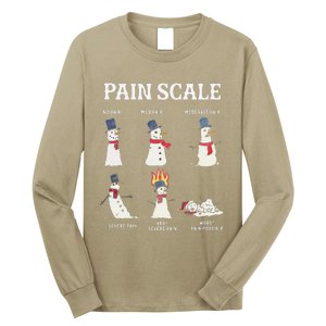 Retro Pain Scale Snowman Trauma Nurse Christmas Nursing Long Sleeve Shirt