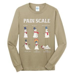 Retro Pain Scale Snowman Trauma Nurse Christmas Nursing Tall Long Sleeve T-Shirt