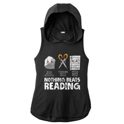 Rock Paper Scissor Reading Book Reading Teacher Bookworm Ladies PosiCharge Tri-Blend Wicking Draft Hoodie Tank