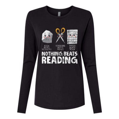 Rock Paper Scissor Reading Book Reading Teacher Bookworm Womens Cotton Relaxed Long Sleeve T-Shirt