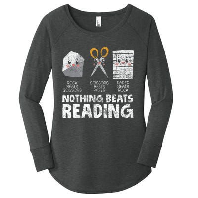 Rock Paper Scissor Reading Book Reading Teacher Bookworm Women's Perfect Tri Tunic Long Sleeve Shirt