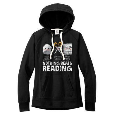 Rock Paper Scissor Reading Book Reading Teacher Bookworm Women's Fleece Hoodie