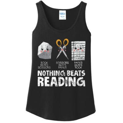 Rock Paper Scissor Reading Book Reading Teacher Bookworm Ladies Essential Tank