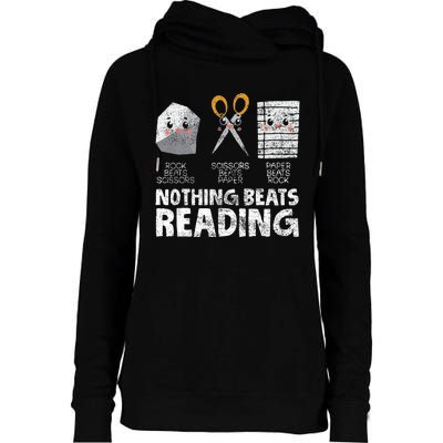 Rock Paper Scissor Reading Book Reading Teacher Bookworm Womens Funnel Neck Pullover Hood