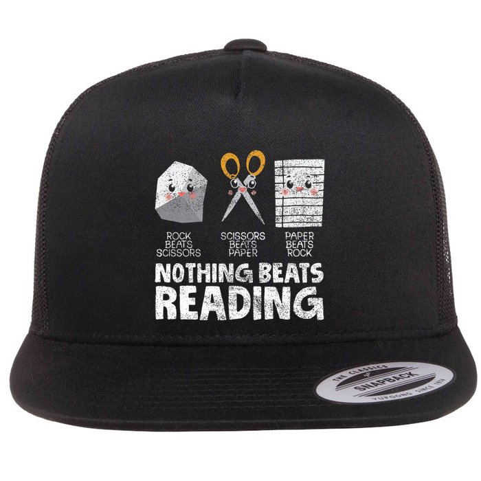 Rock Paper Scissor Reading Book Reading Teacher Bookworm Flat Bill Trucker Hat